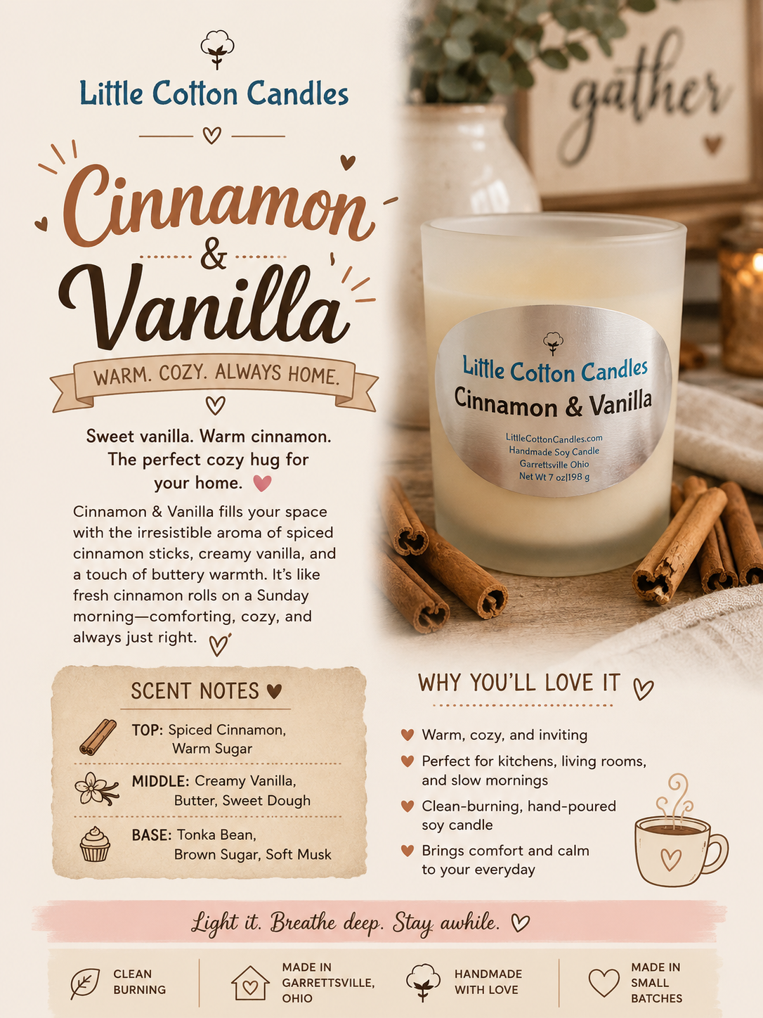 Cinnamon & Vanilla Soy Candle